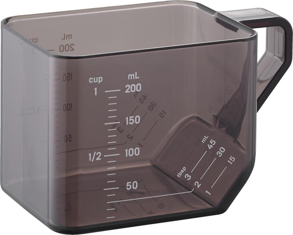 Yamazaki Tower Measuring Cup, Black, 10.5cm W x 6.3cm D x 6.5cm H, 200ml, Dishwasher and Microwave Safe, Heat Resistant, Made of Tritan, Product