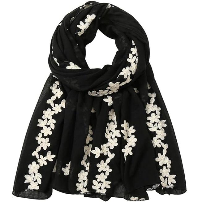 180*80cm Boho Cotton Scarf for Women Lightweight Floral Fashion Flower Scarves Cotton Feeling Shawl Wrap
