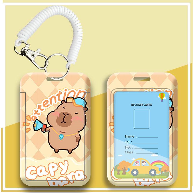 Capybara Cartoon ID & Card Holder Lanyard for Campus, Bus, Subway, and Badge