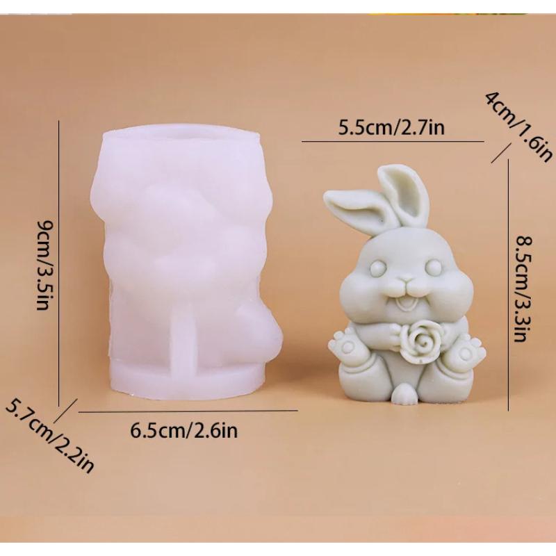 

1PC 3D Bunny with Broken Shell Aromatherapy Candle Silicone Mold Easter Rabbit Home Decor DIY Craft Plaster Clay Making