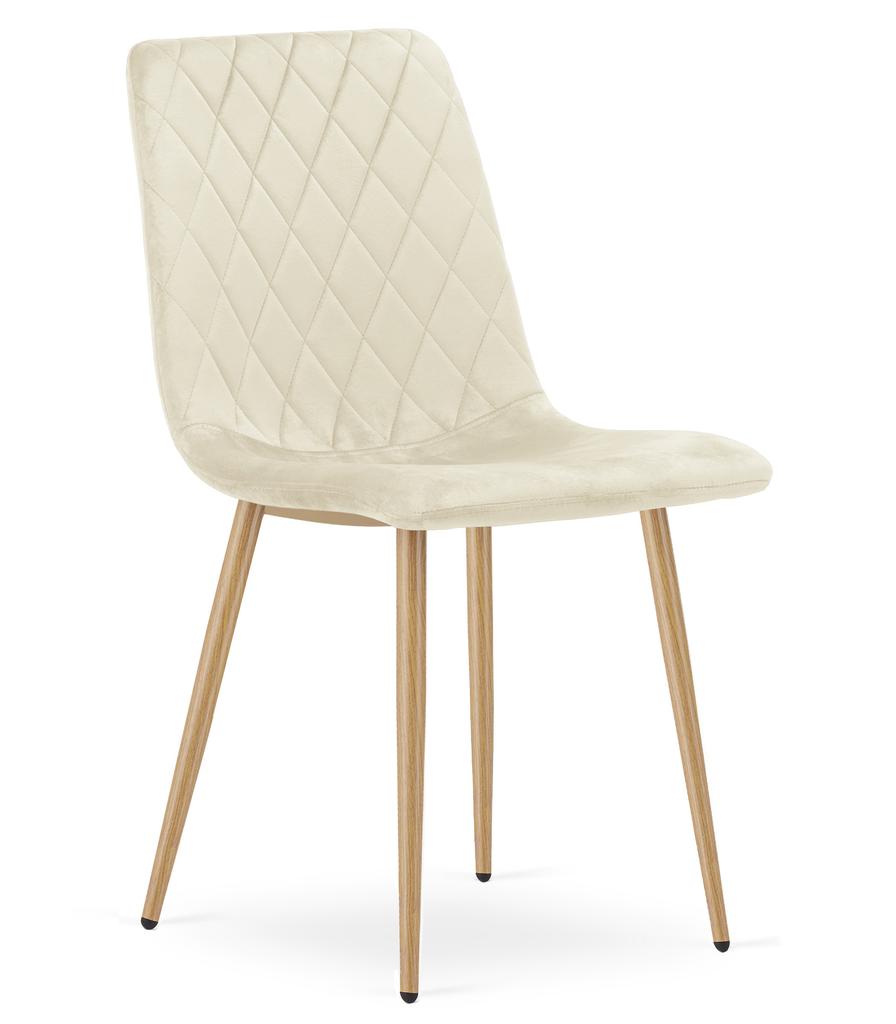 Turin Chair - Light Beige Velvet / Wood-Colored Legs X 3