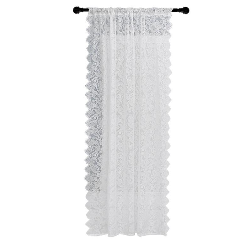 

Window Curtain White Lace Sheer Window Drape, Soft Polyester Lace Curtain Easy Installation for Various Window Sizes 1 білий