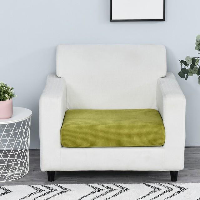 1pc Jacquard Sofa Seat Cushion Cover Chair Cover Stretch Washable Removable Slipcover Solid Color Polar Fleece Sofa Protector