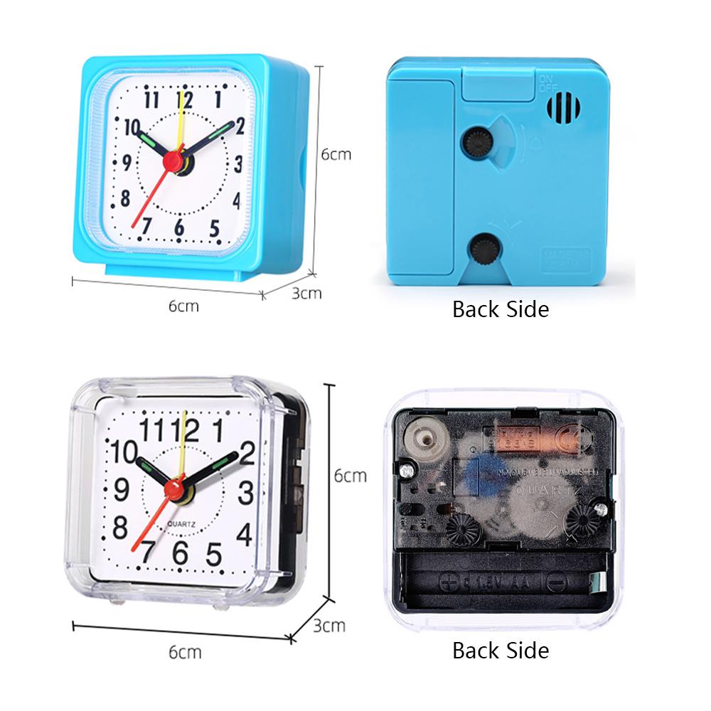 Square Bedside Alarm Clock Small Clear Acrylic Frame Colorful Hands Quartz Movement For Accurate Time Desk Clock For Bedroom