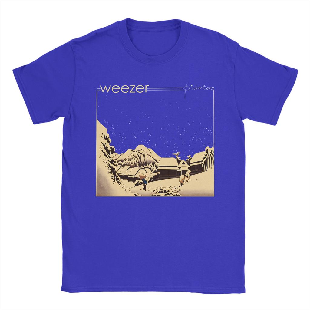 Weezer Band T Shirt Beach  Cotton T Shirts For Men Trending Custom Logo Tee Shirt Short Sleeves Y2K Funny Tees