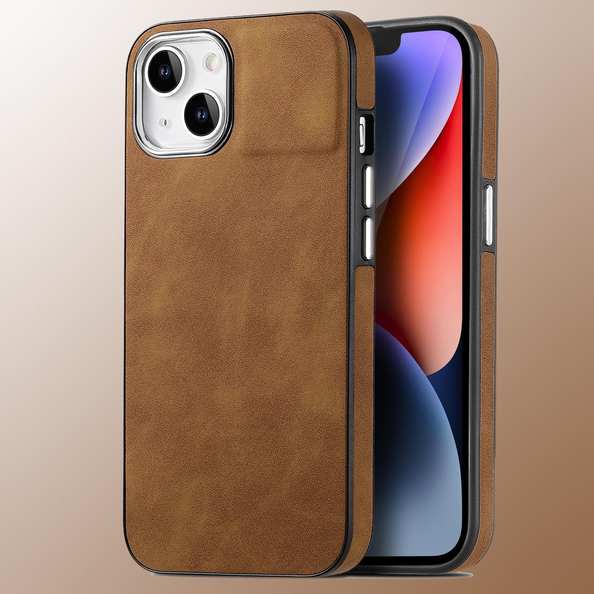 

Подходит для Apple 16 Pro Чехол для мобильного телефона, всеобъемлющее гальваническое покрытие, устойчивое к падениям, приятное на ощупь защитное покрытие для iPhone15 Pro iPhone 14 коричневый