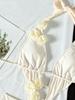 Einfarbiger Bindebikini mit Perlenblumen-Dekoration für Damen