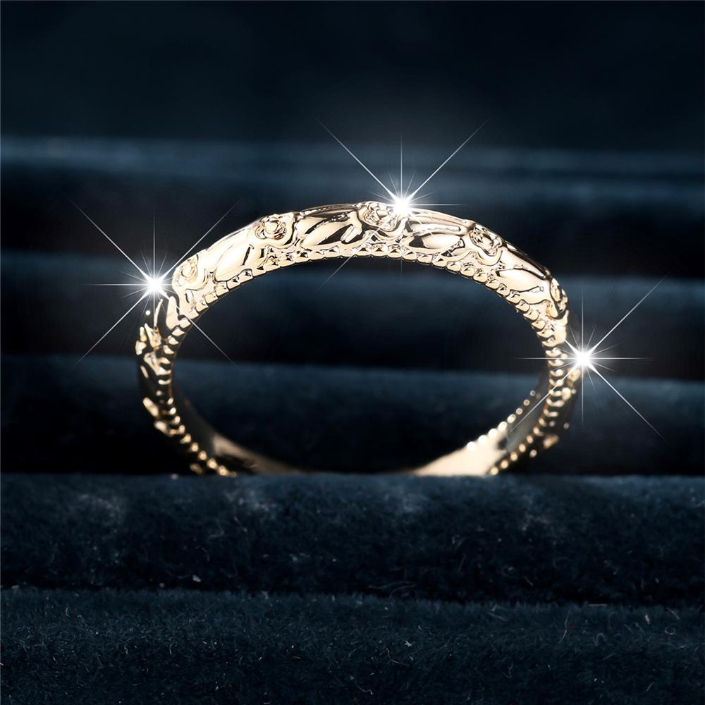 Anello da Donna Lusso Bianco Rotondo Pietra Zircone Delicato Colore Oro Matrimonio Per Donne