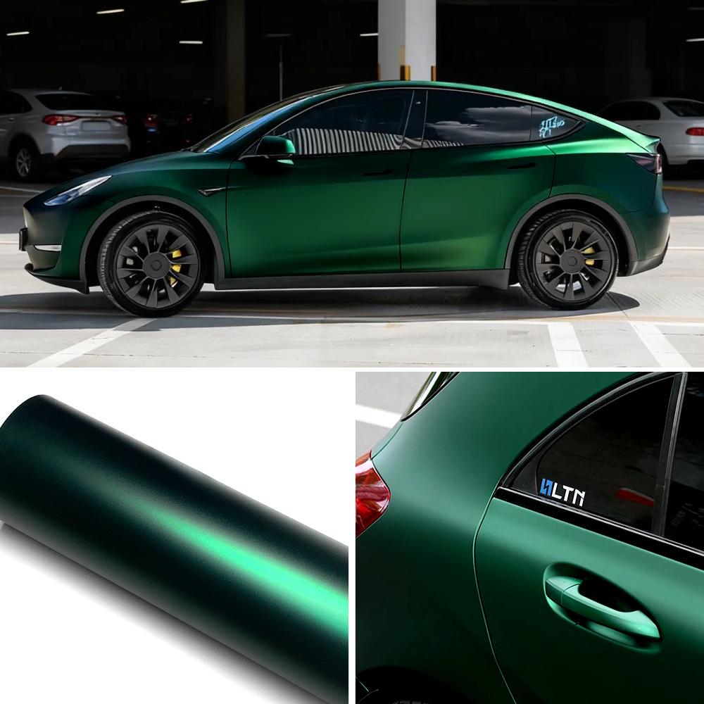 Ultra Matte PET Romanée Red & Venom Green Car Wrap for Mirrors, Spoilers, & Motorcycles
