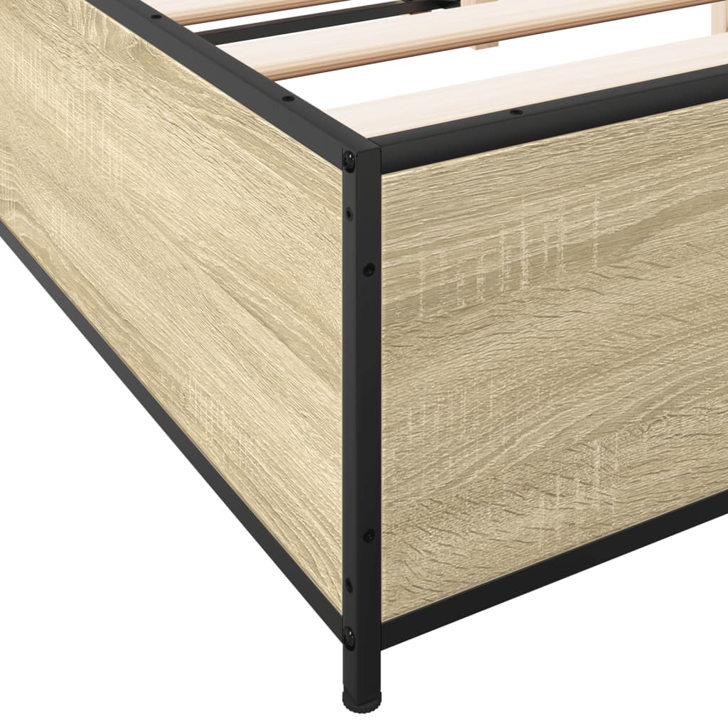 Bed Frame in Sonoma Oak Finish 120 x 190 cm Particleboard and Metal