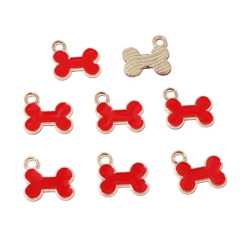 10Pcs 12X13Mm Cute Mini Enamel Animal Dog Bone Charms Pendants For Jewelry Making Necklaces Earrings Bracelets Diy Crafts Supply
