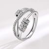Women Spinning Zircon Five Ring Adjustable Open Band Lucky Rotating Circle Jewelry Fashion Elegant Gift