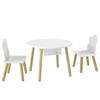 Children's table with chair, table and 2 chairs set in wood with storage bag for drawing, playing, studying, white