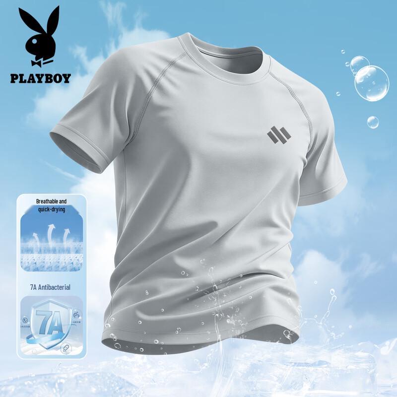 PLAYBOY Men s 2026 Summer Quick-Dry Breathable Short Sleeve T-Shirt XL (180)