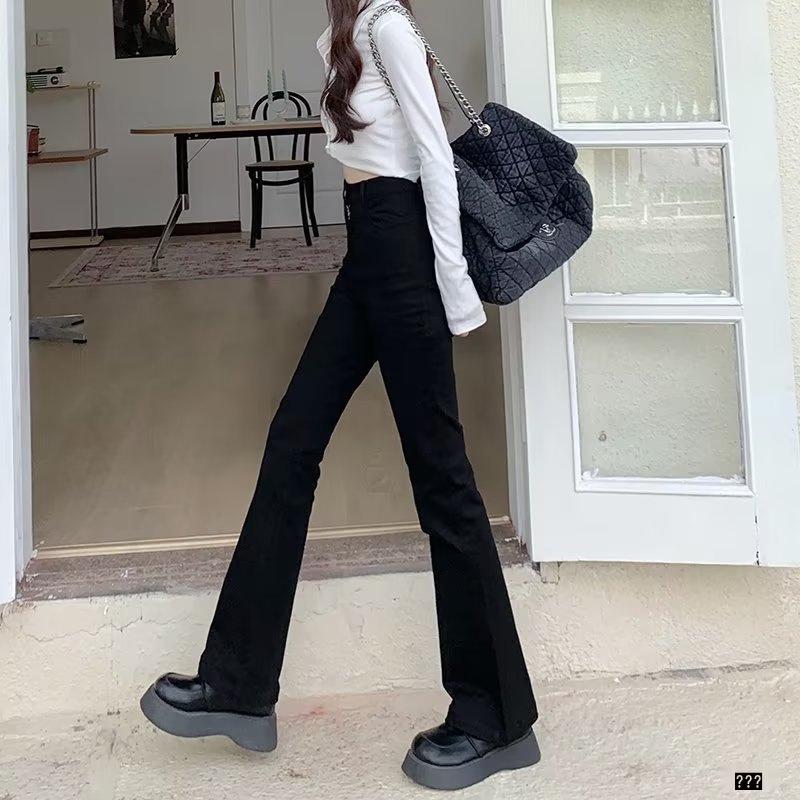 Women's American Retro Brown High-Waist Flared Jeans - Fall 2023 Trend