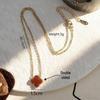 Women's Four-Leaf Clover Necklace: Elegant Titanium Steel Clavicle Chain with Stylish Lucky Bead Pendant.