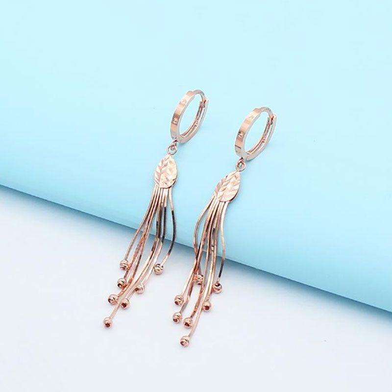 

Exquisite Purple Gold Color Gold Fashion Personality High Versatile Light Luxury Design Rose Gold Snake Bone Fringed Earrings Women