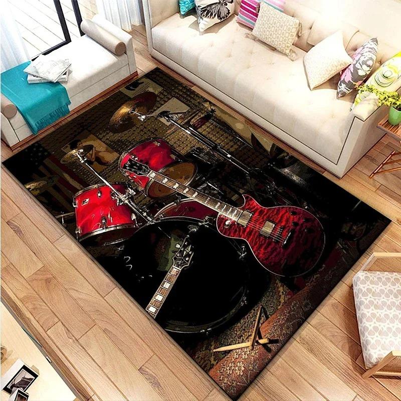 Rum Kit Music Instruments Area Large Carpet Musical Rock Rug for Home Living Room Bedroom Dorm Door Mat Non-slip Floor Mats INS