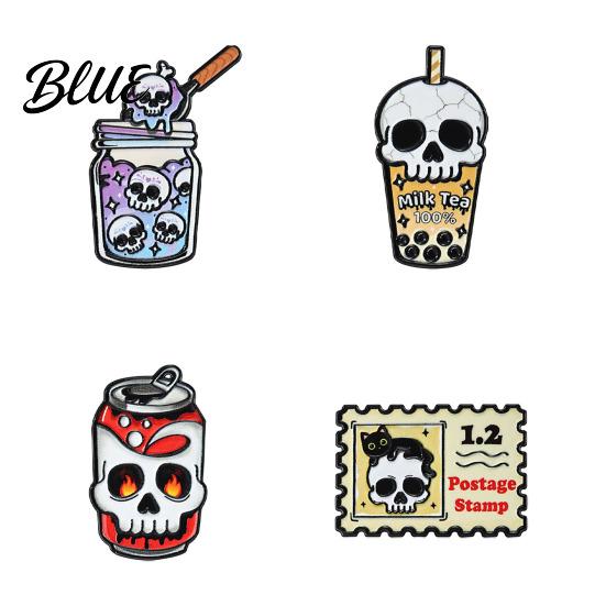 Enamel Accessory Halloween Badge Dark Gothic Style Skull Patten Milk