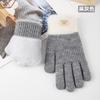Knitted gloves, women's autumn and winter warm outdoor cycling cold-proof double-layer velvet thickened, touch screen gloves