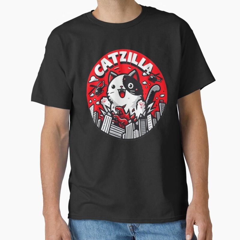 Catzilla Cat 0808 King of Monster Gift t shirt for Cats Lover Short Sleeve Graphic tee Cute kitty y2k clothes All size Tops