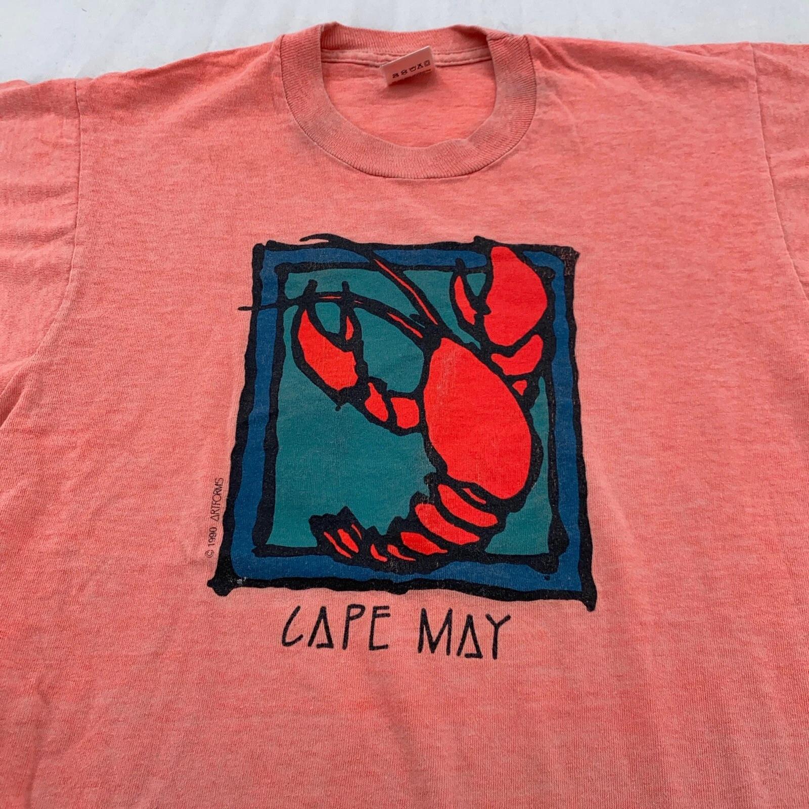 

винтажная футболка 90-х CAPE MAY LOBSTER ART размер XS искусство с животными пляж Нью-Джерси серфинг 3XL