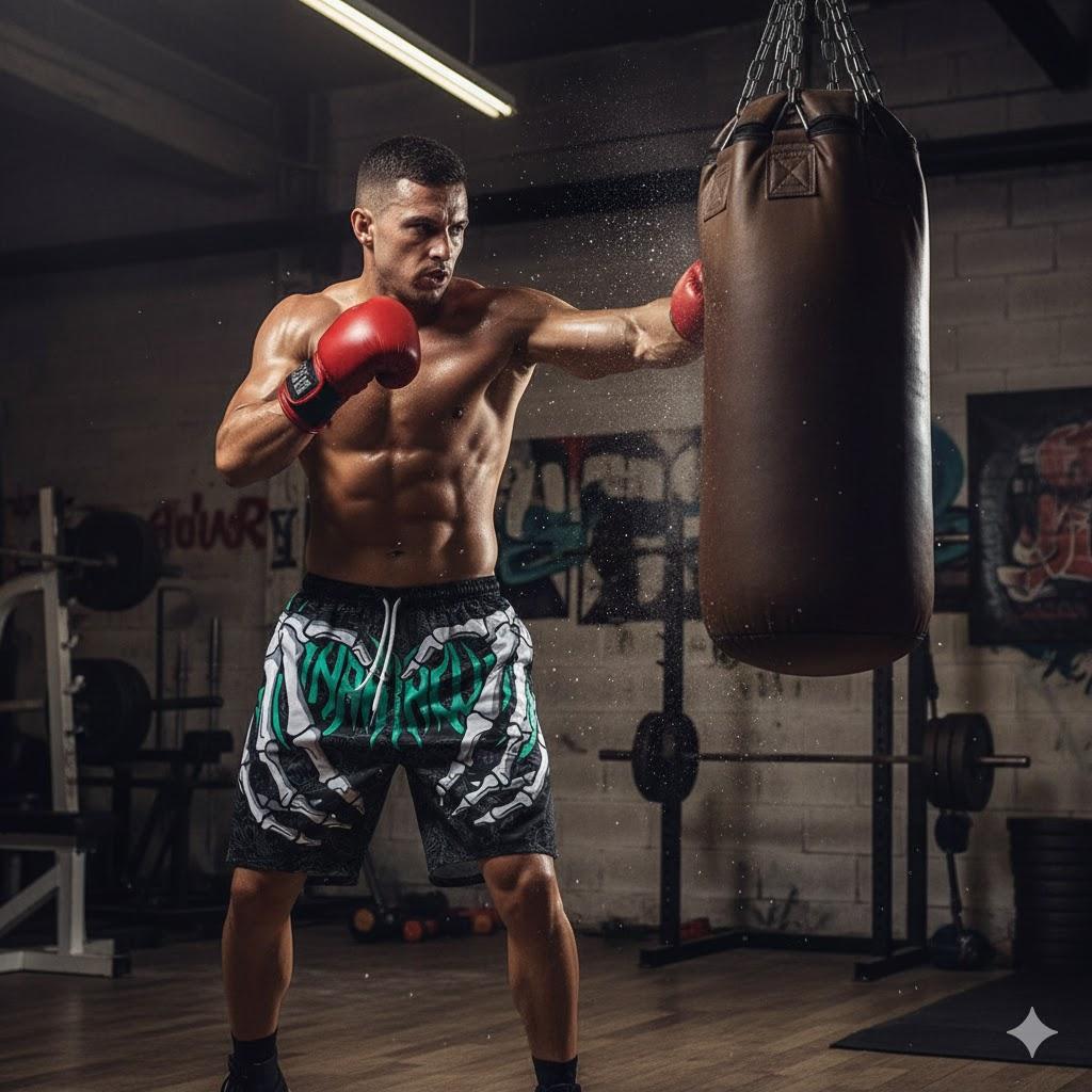 Hand Skeleton Muay Thai Kickboxing Boxing Training Print Shorts Martial Art Boxer Unisex Men Women Kid Pants Fighting Fitness Gym Sport Workout