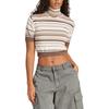Adidas Cropped Striped Turtleneck Windproof Comfortable Soft Knit Top Women Tops Gray White JD3593