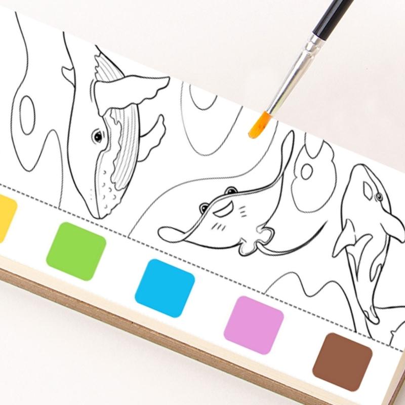 Kids Watercolor Art Sketching Book with Built in Paint and Art Brush For Childrens Beginner Artists Travel Drawing