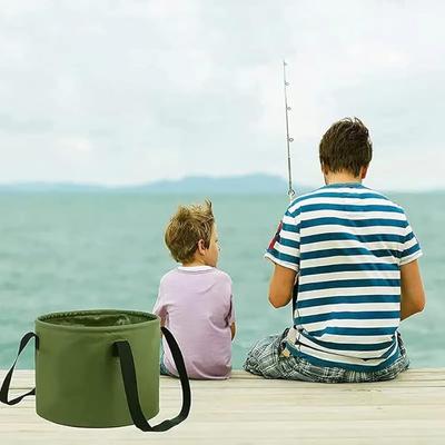 Zusammenklappbarer Eimer, tragbarer zusammenklappbarer Eimer, Wasserbehälter, Waschbecken für Camping, Angeln, Wandern, Reisen, Autowaschen (Armeegrün 20L)