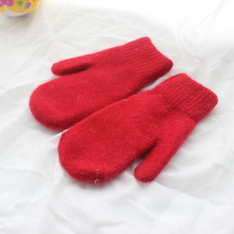 1pair Women Winter Keep Warm Plush Gloves Elasticity Soft Full Fingers Mittens Imitation Rabbit Fur Knitted Girls Fashion Gloves