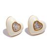 Yhpup 6Color Enamel Shiny Cubic Zirconia Stainless Steel Heart Colorful Stud Earrings Exquisite High Quality Y2K Fashion Jewelry
