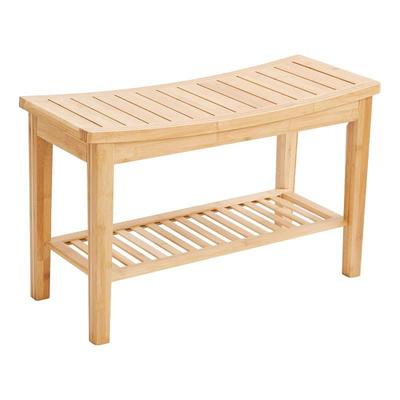 Bamboo and Wood Shower Stools with Storage Rack - Waterproof & Ideal for SPA Bathrooms