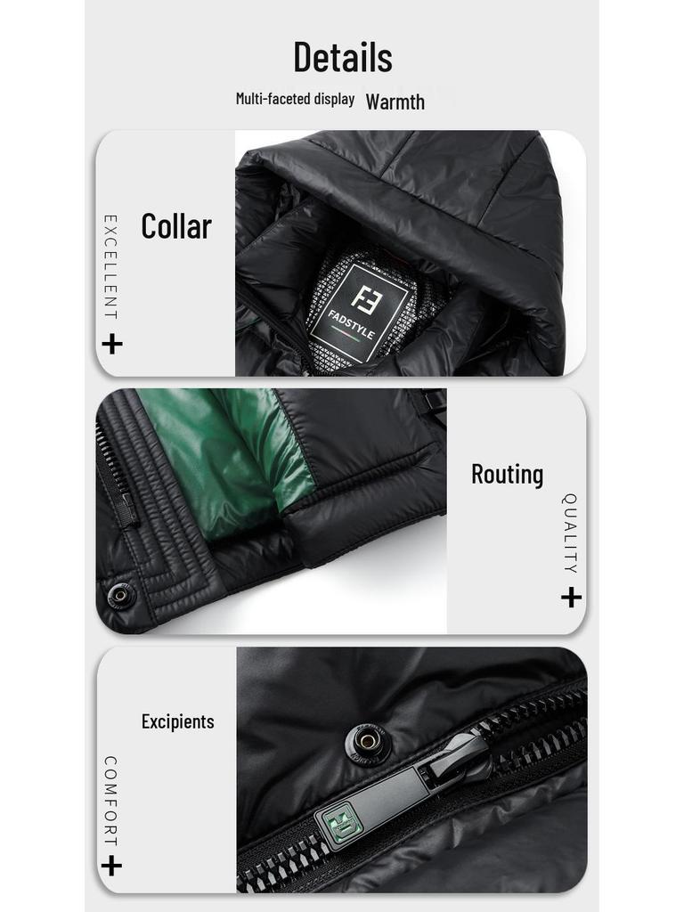 Men's Winter Fashion Hooded Down Jacket - Warm White Duck Down Coat for All Ages