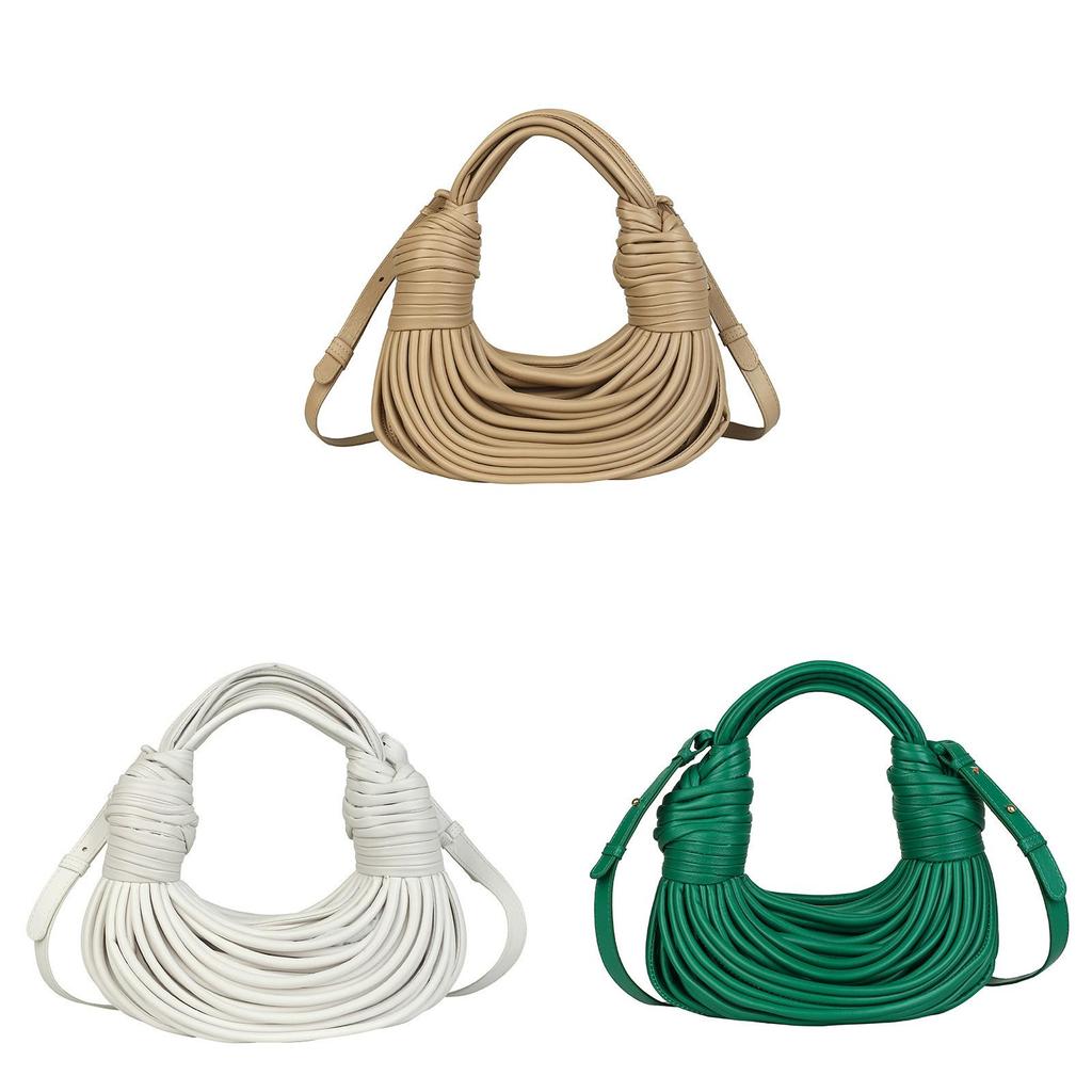 Handmade Knit Shoulder Bag With Zipper Closure And Inner Pouch For Casual Outings