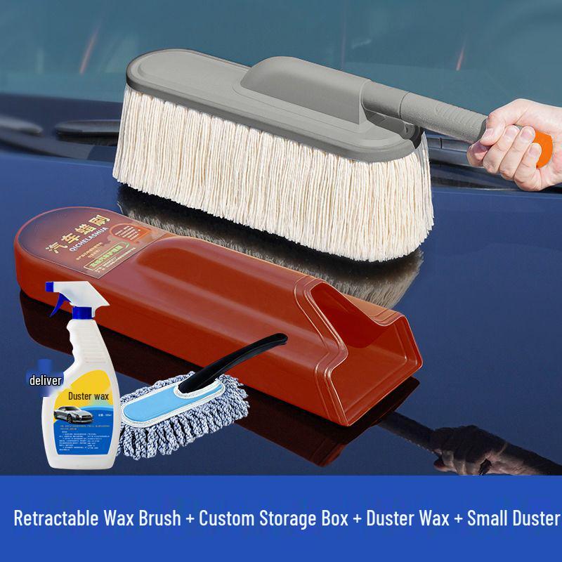 Car Dust and Snow Cleaning Brush with Retractable Rod