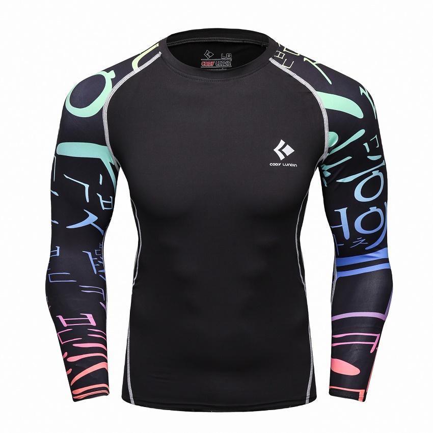 Cody Lundin Polyester Spandex 3d Print Compression T Shirts Sublimated MMA Rash Guard Surf Long Sleeve Boxing Gym Fitness Tops
