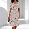 Damenmode Anmutig Schön Blumenmuster Sommer Frühling Kurzarm Rundhals Freizeitkleider