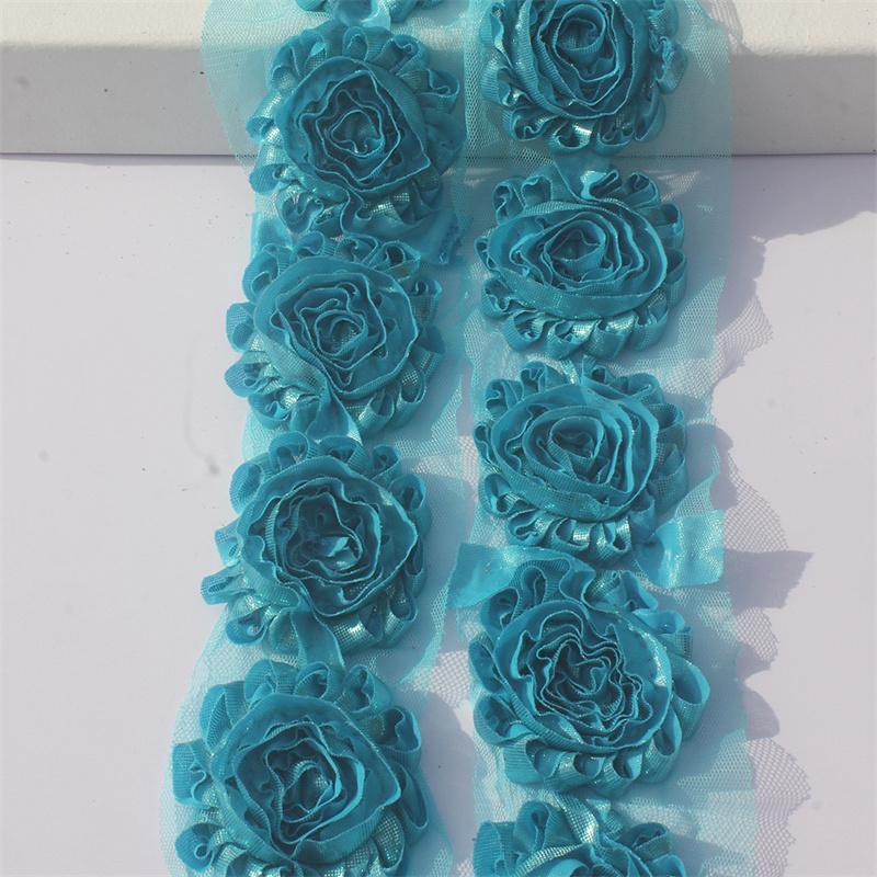 1y 2.5 Inch Shiny Fabric Flowers for Princess Girls Headbands Hair Accessories Kids Shirts Dress Shoes DIY Crafting Flowers