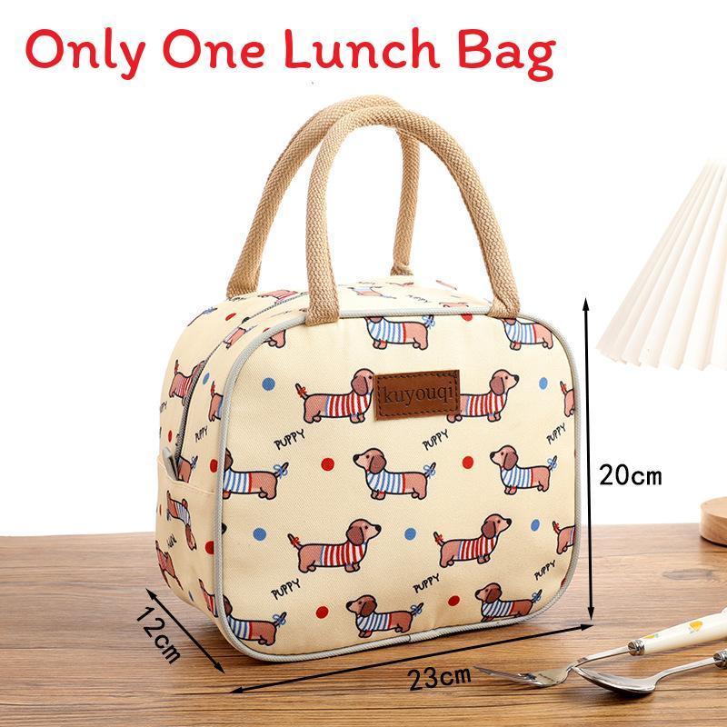 Canvas Lunch Bag Handheld Tote For Office Workers And Students With Zipper Closure