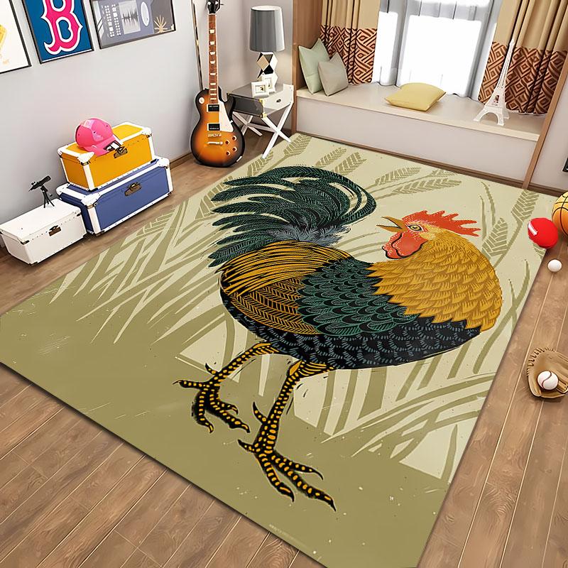Funny Gallic Rooster 3D HD Printing Carpet for Living Room Cartoon Kid Bedroom Sofa Doormat Mat Floor Tapete Anti-slip Decor Rug