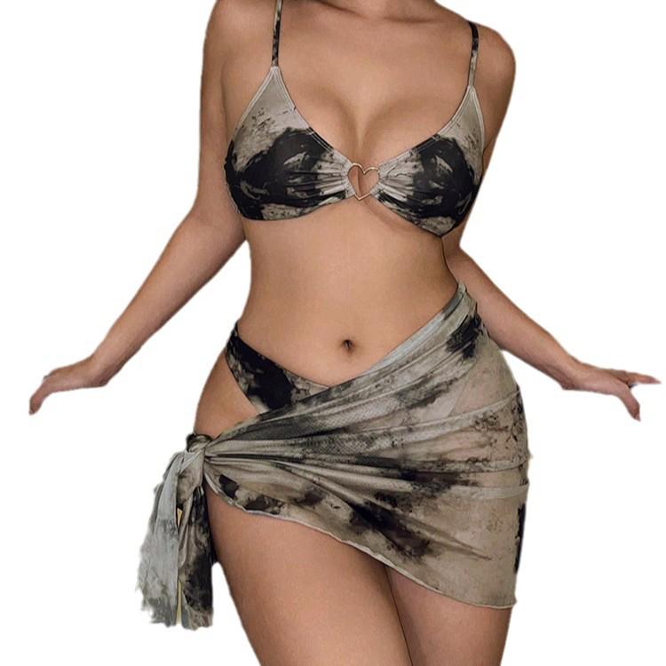 2024 European & American Women's Three-Piece Split Bikini Swimsuit Set