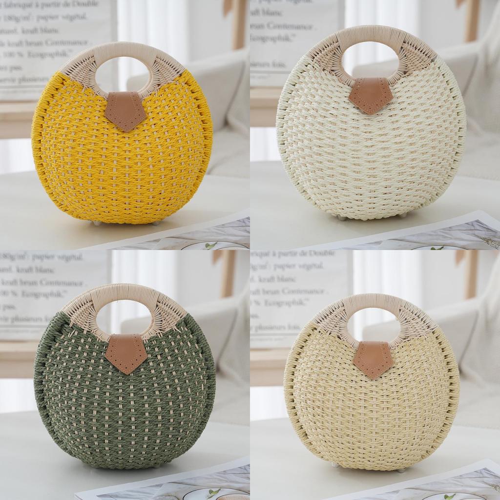 Summer Woven Handheld Ladies Bag With Cotton Rope Material For Casual Beach Wear
