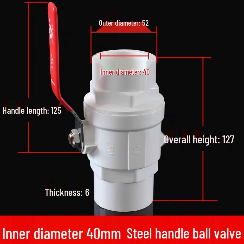 UPVC Steel Handle Ball Valve - Quick Open, Easy Turn Adhesive Water Supply Pipe Valve