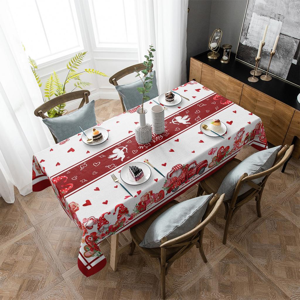 Red Car Truck Couple Dwarf Rose Flower Tablecloth Holiday Decor Waterproof Rectangular Tablecloths Wedding Decor Table Cover