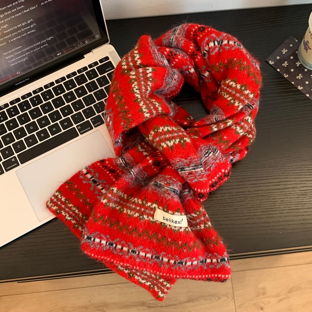 Fair Island Contains Knitted Scarves for Women, Warm In Autumn and Winter, Thickened and Cold-proof, Student Neck Protection, and Advanced Atmosphere