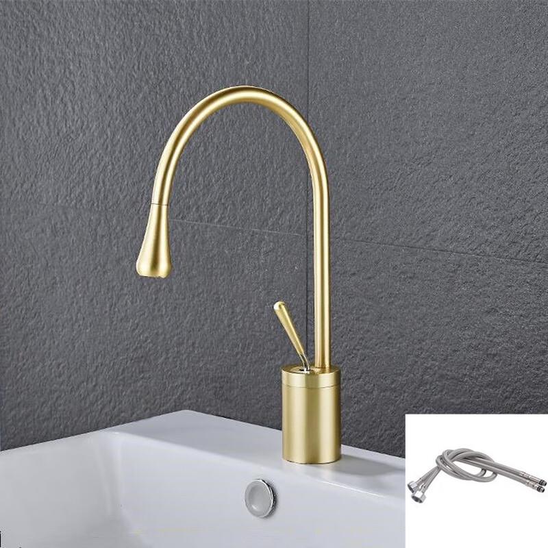 TLXT Tall Golden Water Drop Basin Faucet