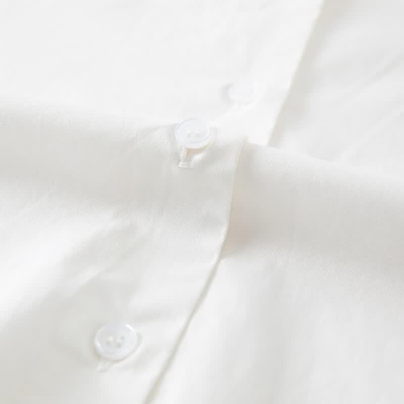 Wudao Women's 100% Cotton Loose-Fit Lapel Shirt