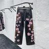 Streetwear Gotic Jeans Brodați cu Flori de Cireș Haine Y2K Bărbați Femei Hip Hop Vintage Jeans Largi cu Talie Joasă Pantaloni cu Picior Lat