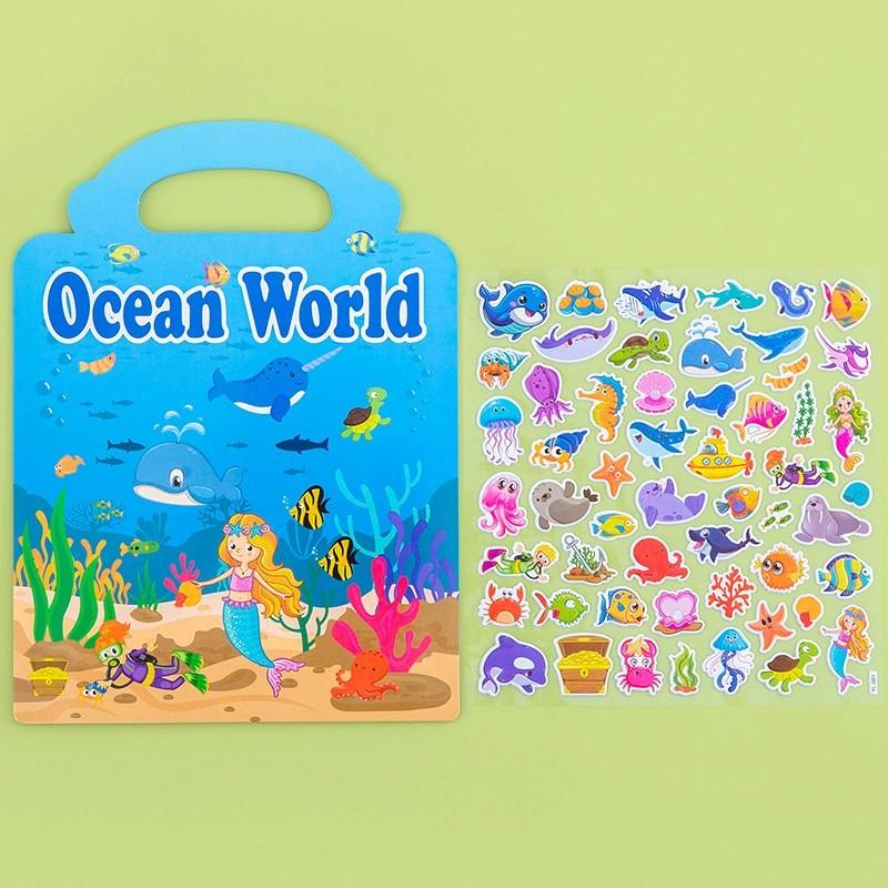 Wiederverwendbares Cartoon-Stickerbuch für Kinder Mehrere Szenarien Cartoon DIY Puzzle Pädagogisches Lernen Klassisches Spielzeug für Kinder 3-6 J.